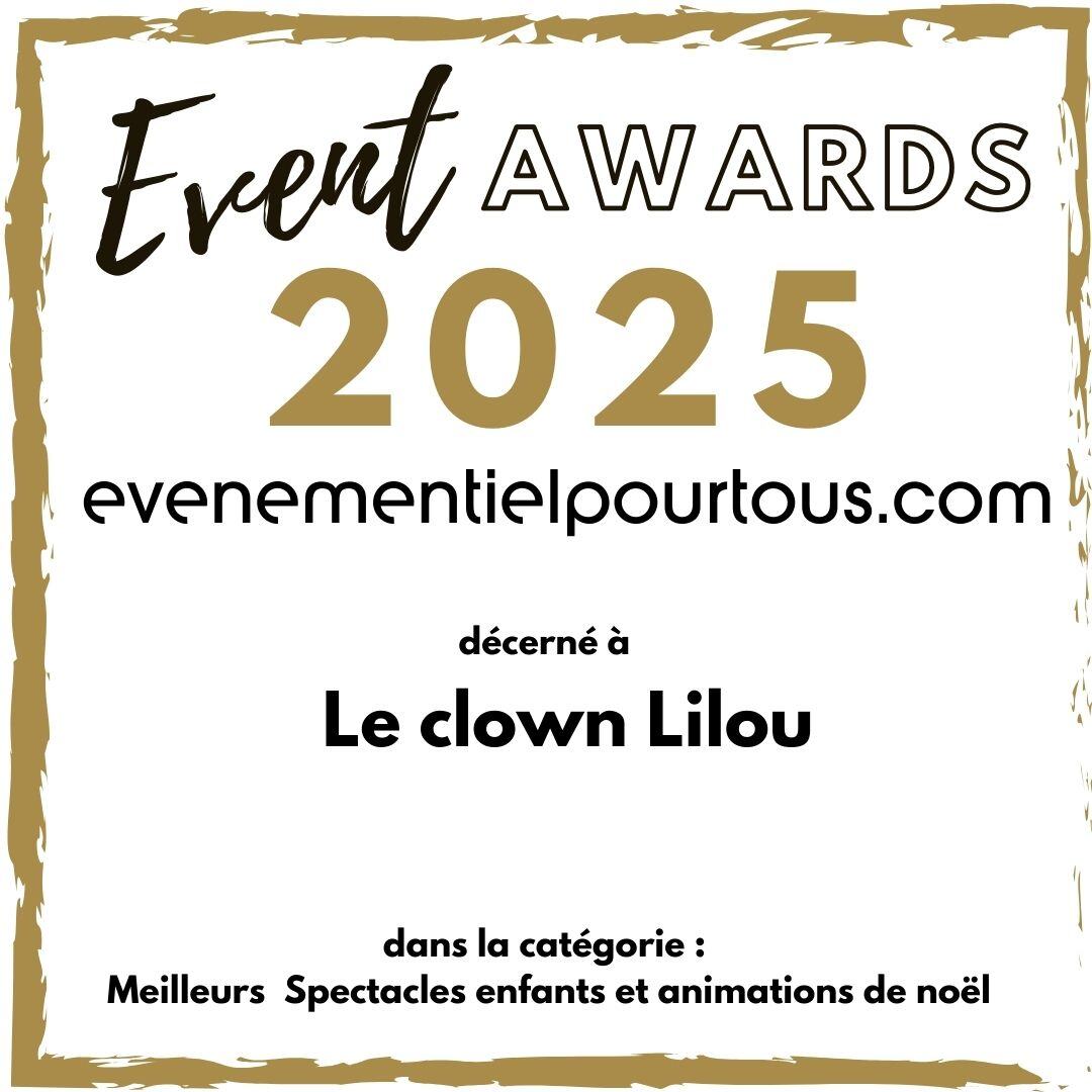 Le clown Lilou, gagnant Events Awards 2025 Evenementielpourtous.com